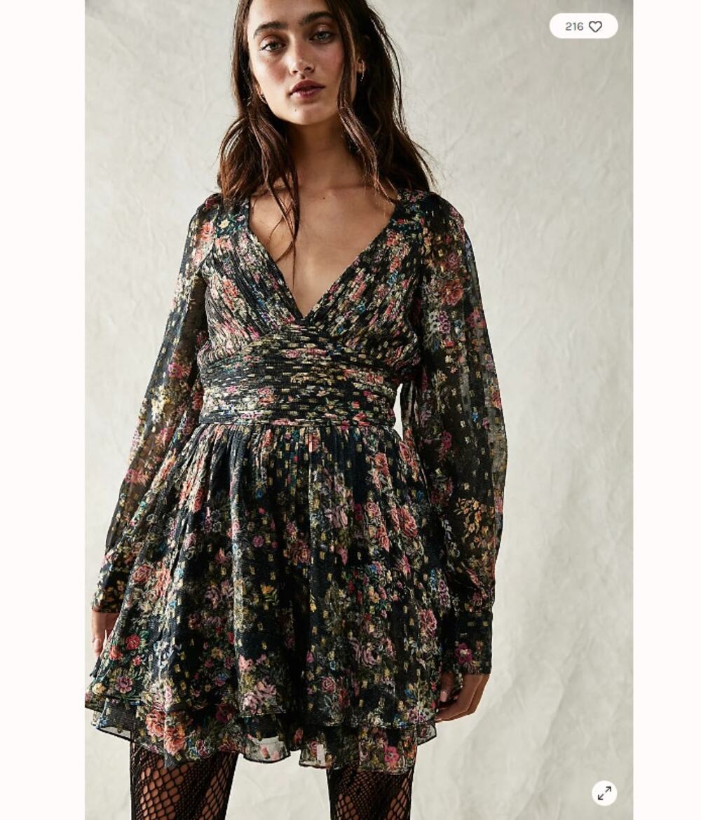 Free People ROCOCO SAND Jane Botta Floral Metallic Ruffle Romper M NWOT $365